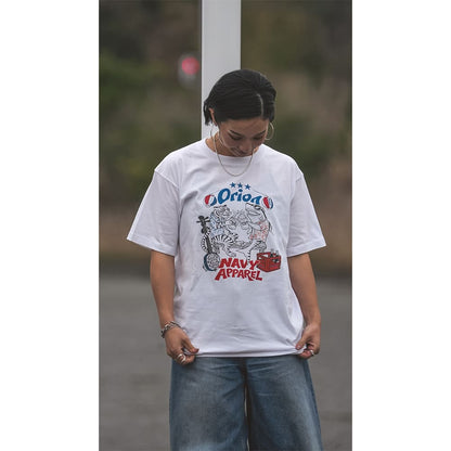 タイガー＆シャーク乾杯Tシャツ 【ORION×NAVY APPAREL】（カラー：ホワイト）