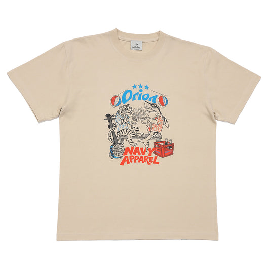 タイガー＆シャーク乾杯Tシャツ 【ORION×NAVY APPAREL】（カラー：ベージュ）