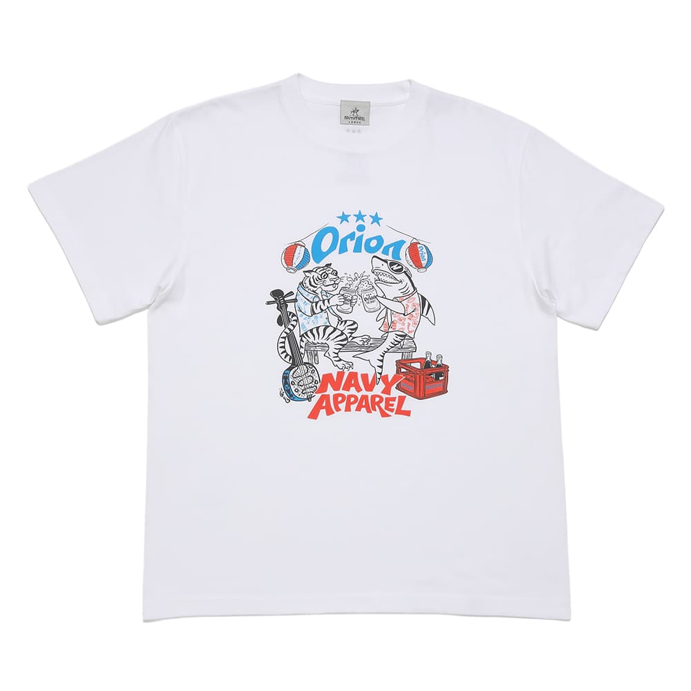 タイガー＆シャーク乾杯Tシャツ 【ORION×NAVY APPAREL】（カラー：ホワイト）