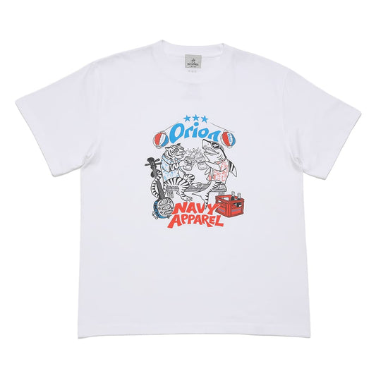 タイガー＆シャーク乾杯Tシャツ 【ORION×NAVY APPAREL】（カラー：ホワイト）