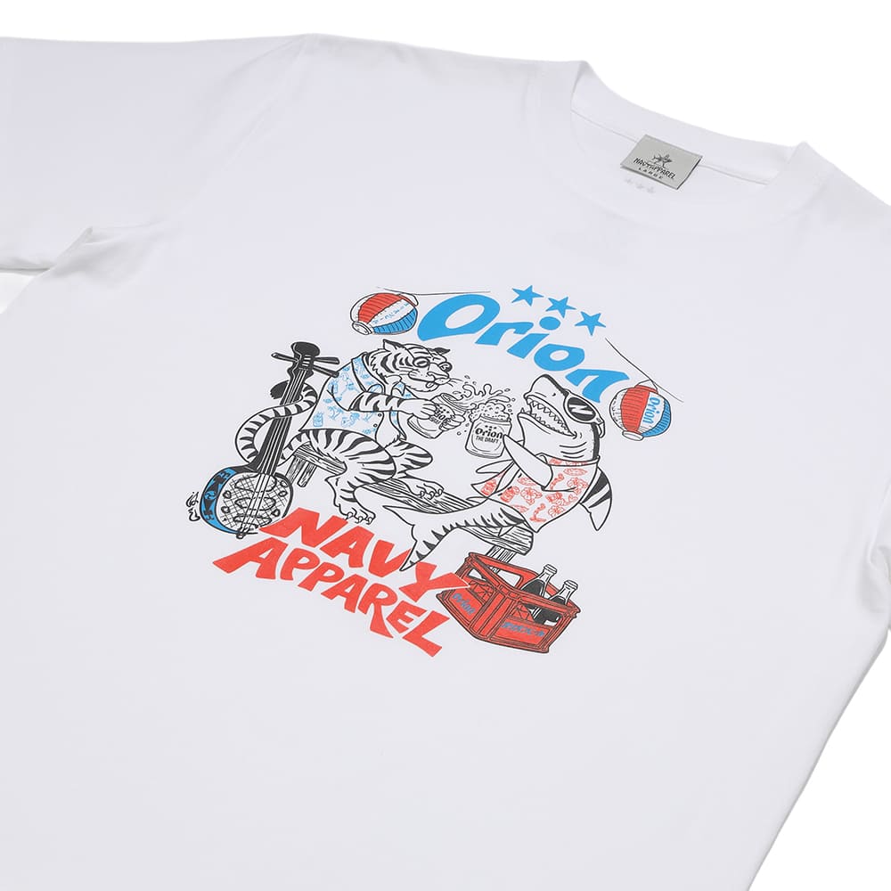 タイガー＆シャーク乾杯Tシャツ 【ORION×NAVY APPAREL】（カラー：ホワイト）
