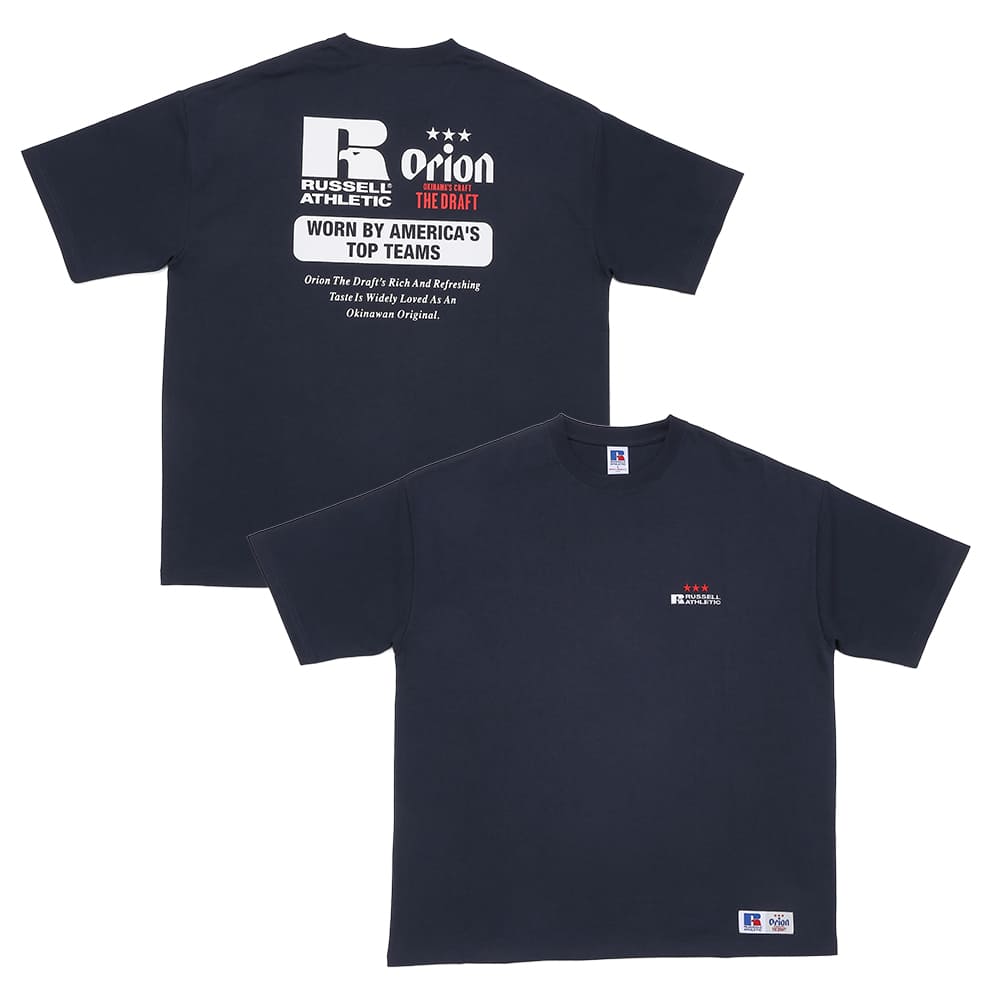 Orion×russellビッグロゴTシャツ（ネイビー）