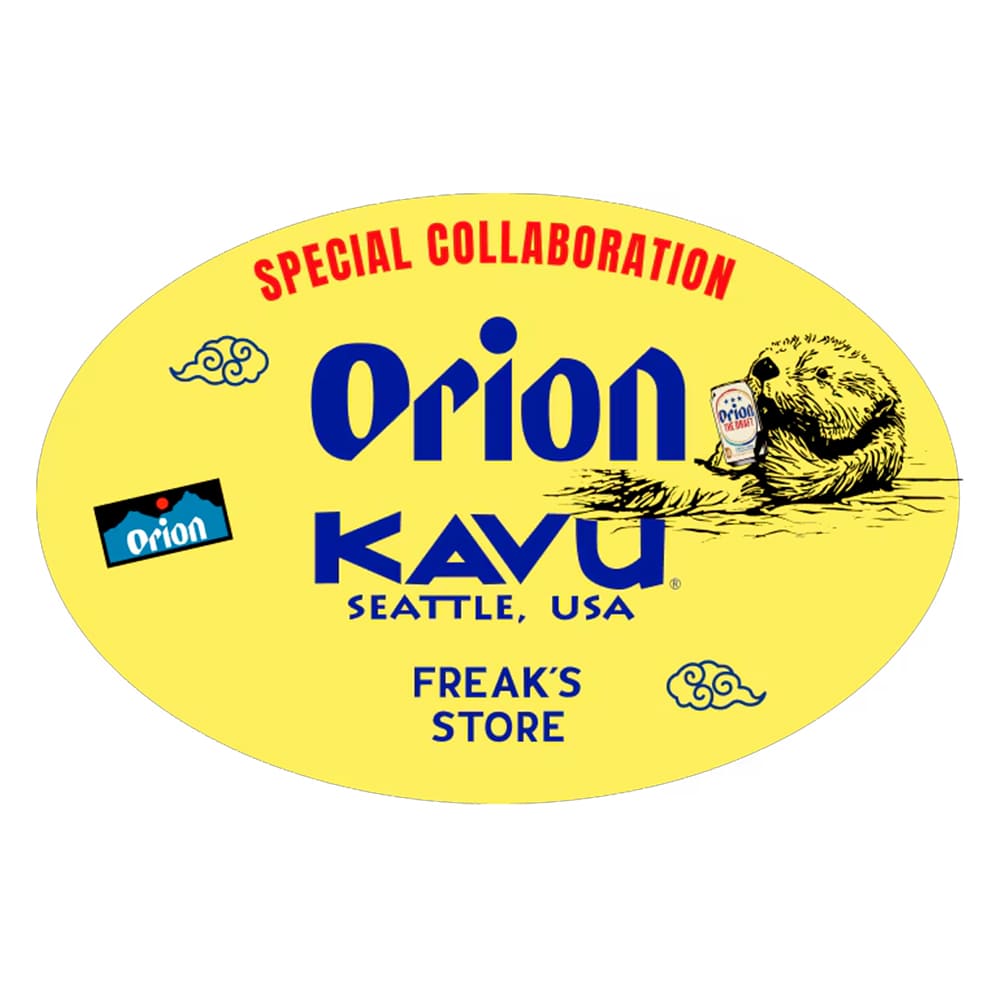 【オリオン別注カラー】FREAK'S STORE×KAVU×ORION ビッグシルエット アニマルバックプリント クルーネック Tシャツ ラッコ&ビール（カラー：ピンク）