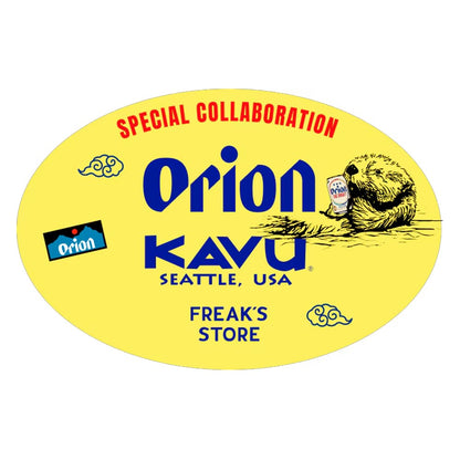 【オリオン別注カラー】FREAK'S STORE×KAVU×ORION ビッグシルエット アニマルバックプリント クルーネック Tシャツ ラッコ&ビール（カラー：ピンク）