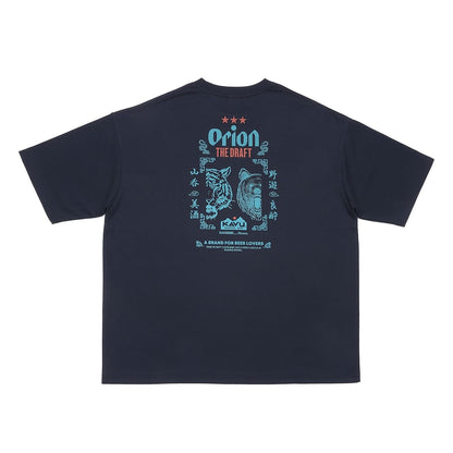 【オリオン別注カラー】FREAK'S STORE×KAVU×ORION  ビッグシルエット アニマルバックプリント クルーネック Tシャツ TIGER＆BEAR （カラー：ネイビー）