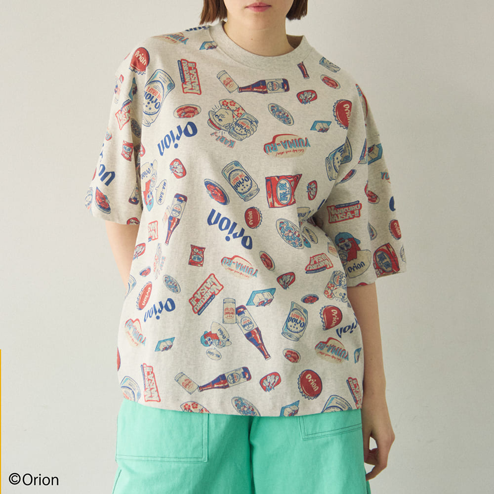 【Duckster × ORION】RELAXED FIT S/STEE（総柄） Tシャツ （カラー：ホワイト）