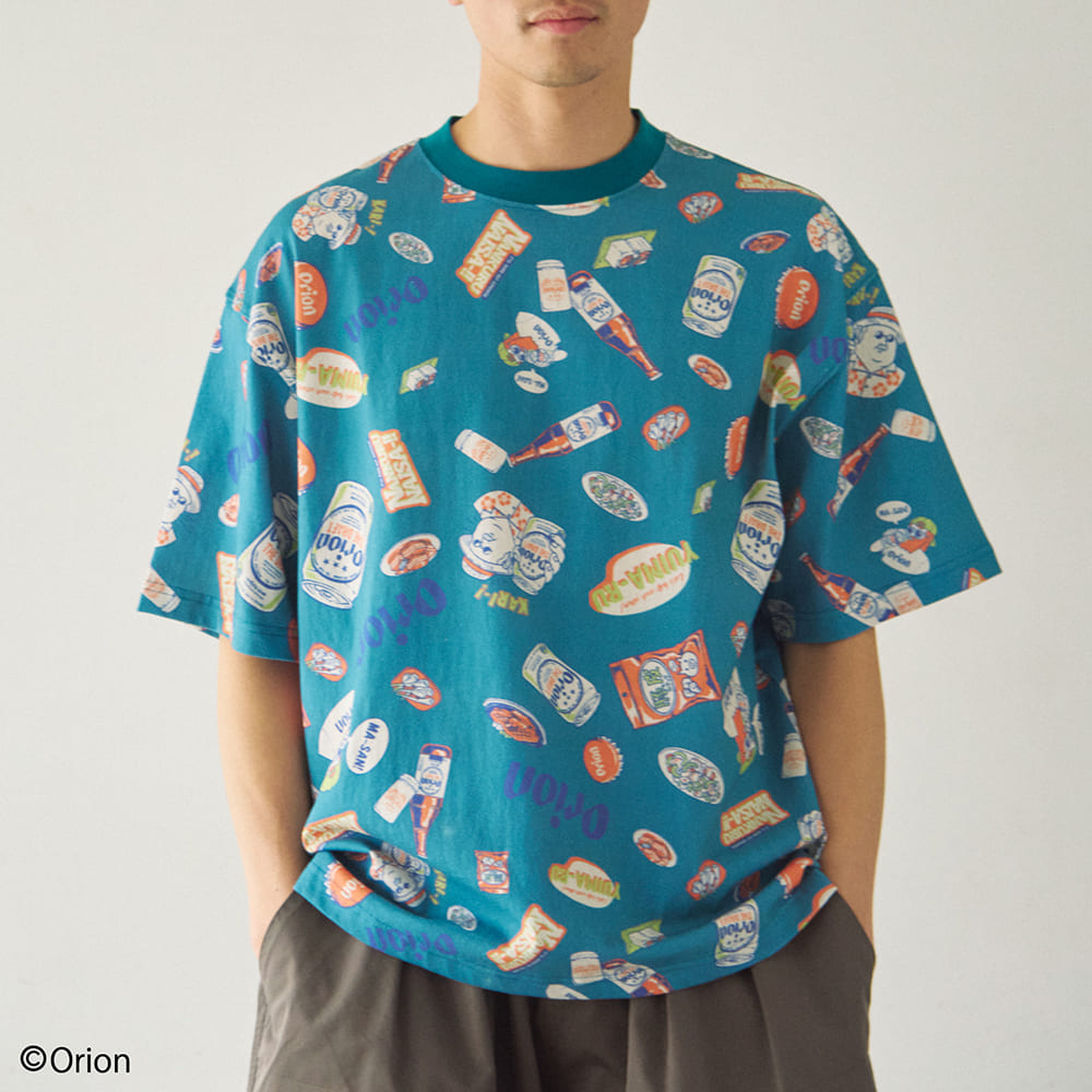 【Duckster × ORION】RELAXED FIT S/STEE（総柄） Tシャツ （カラー：グリーン）
