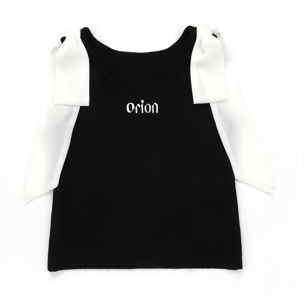 ORION×MERCURYDUOショルダーリボンフロントロゴニット（ブラック）