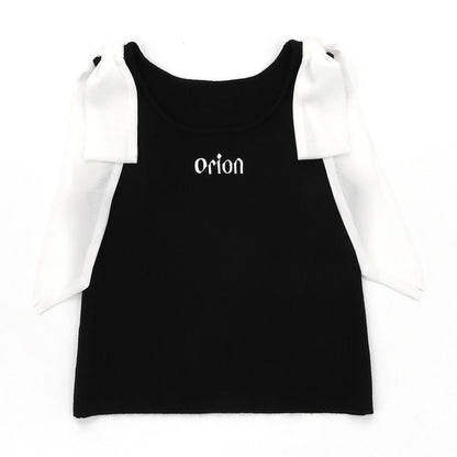 ORION×MERCURYDUOショルダーリボンフロントロゴニット（ブラック）