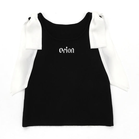 ORION×MERCURYDUOショルダーリボンフロントロゴニット（ブラック）