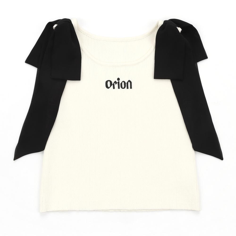 ORION×MERCURYDUOショルダーリボンフロントロゴニット（ホワイト）