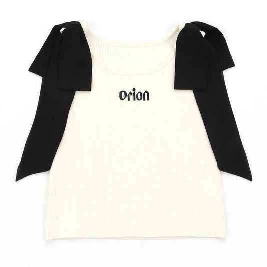 ORION×MERCURYDUOショルダーリボンフロントロゴニット（ホワイト）