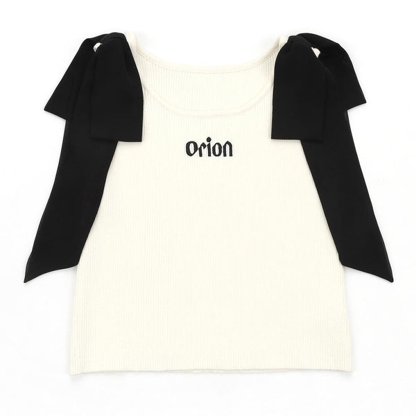 ORION×MERCURYDUOショルダーリボンフロントロゴニット（ホワイト）