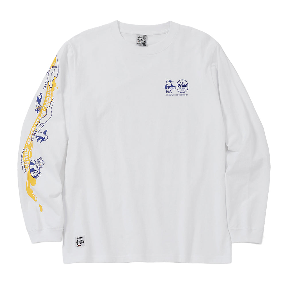 【ORION×CHUMSコラボ26FW】カンパイSurf Long Sleeve T-shirt　WHITE