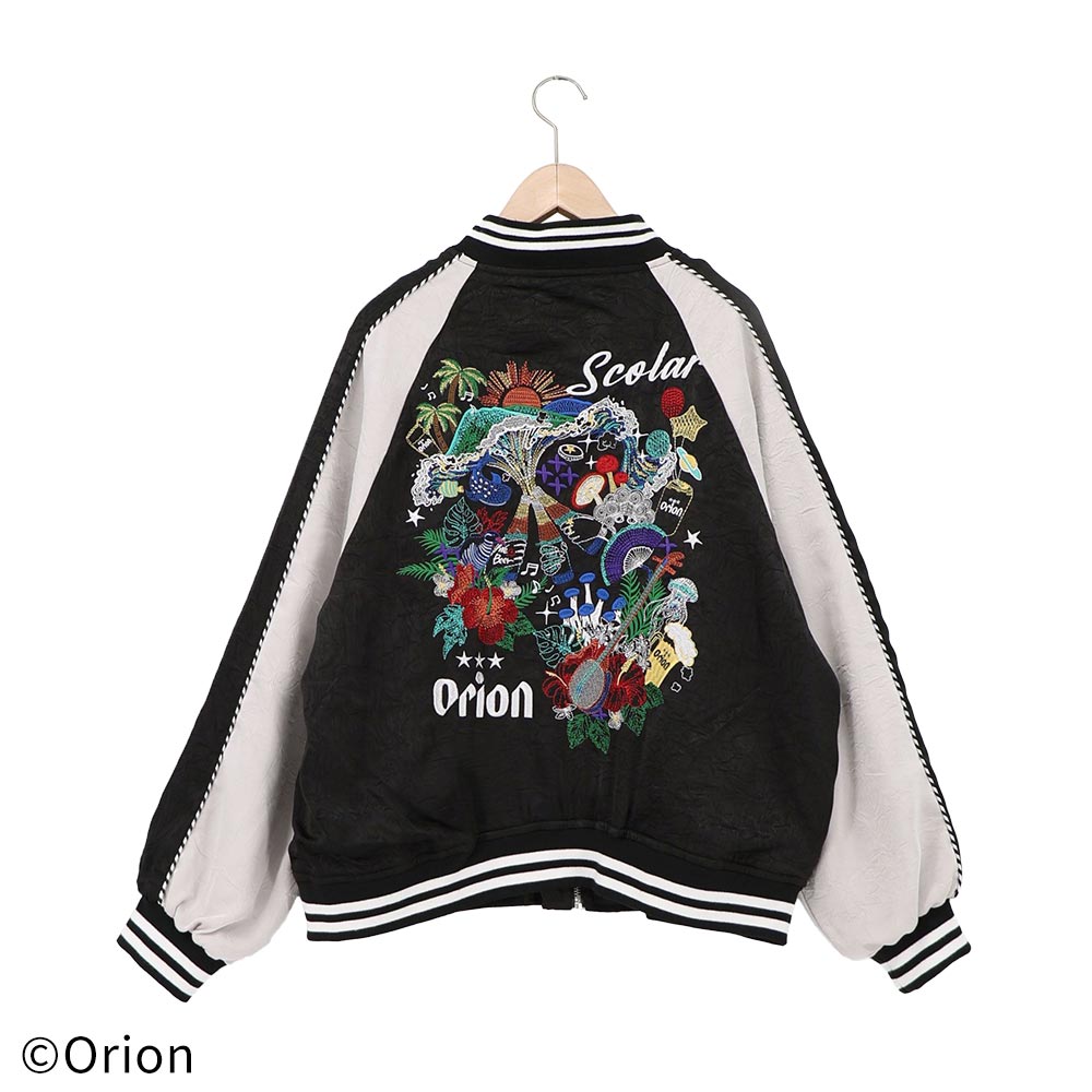 【ORION×ScoLar】コラージュ柄刺繍スカジャン （カラー：ブラック）