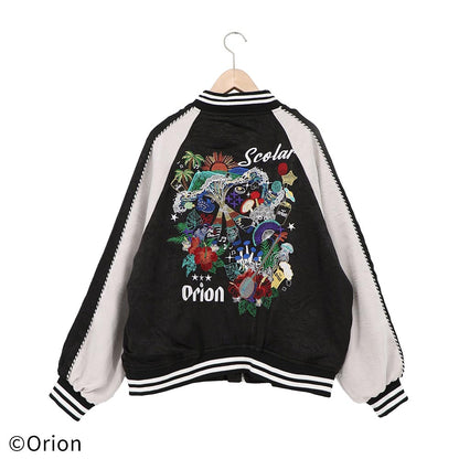 【ORION×ScoLar】コラージュ柄刺繍スカジャン （カラー：ブラック）
