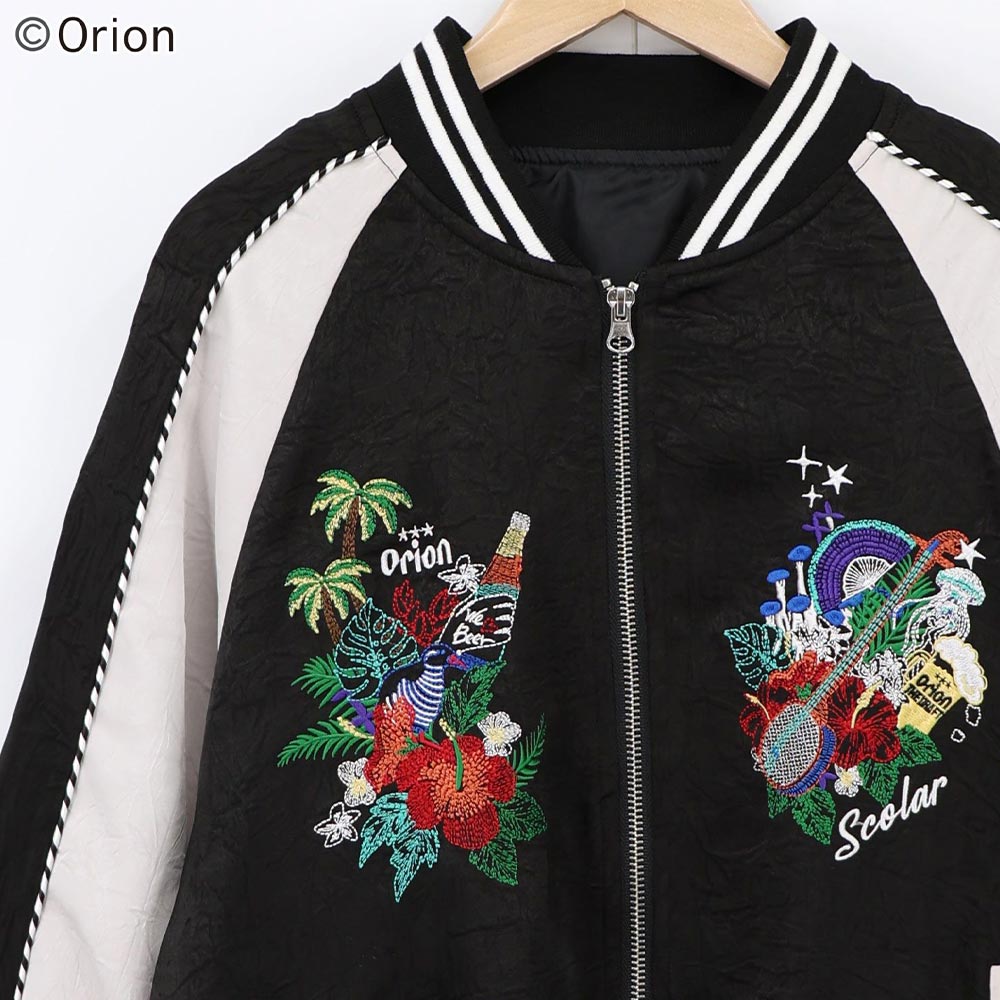 【ORION×ScoLar】コラージュ柄刺繍スカジャン （カラー：ブラック）