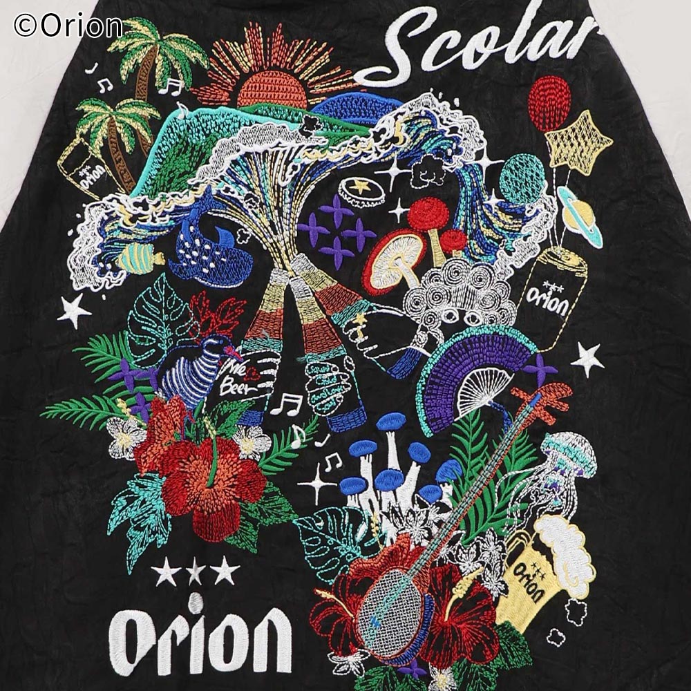【ORION×ScoLar】コラージュ柄刺繍スカジャン （カラー：ブラック）