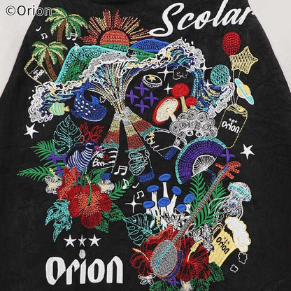 【ORION×ScoLar】コラージュ柄刺繍スカジャン （カラー：ブラック）