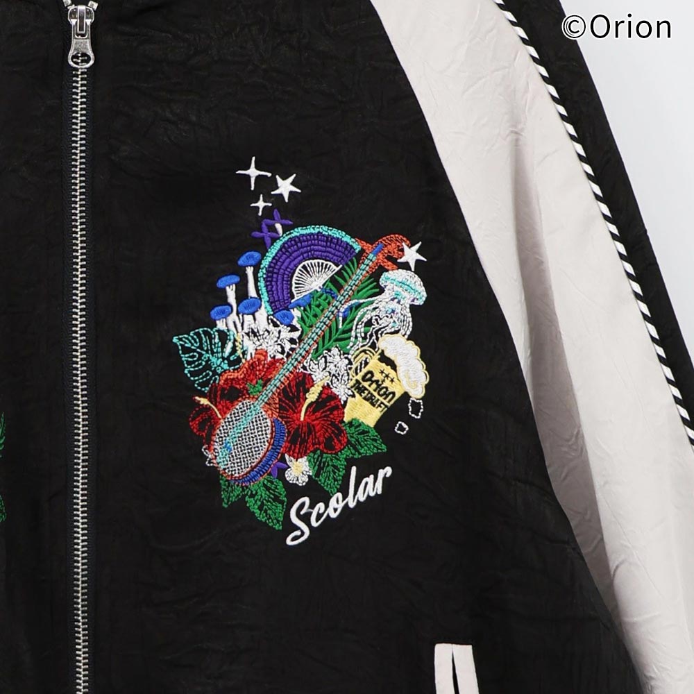 【ORION×ScoLar】コラージュ柄刺繍スカジャン （カラー：ブラック）