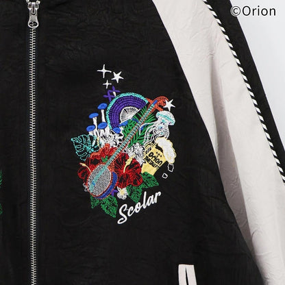 【ORION×ScoLar】コラージュ柄刺繍スカジャン （カラー：ブラック）