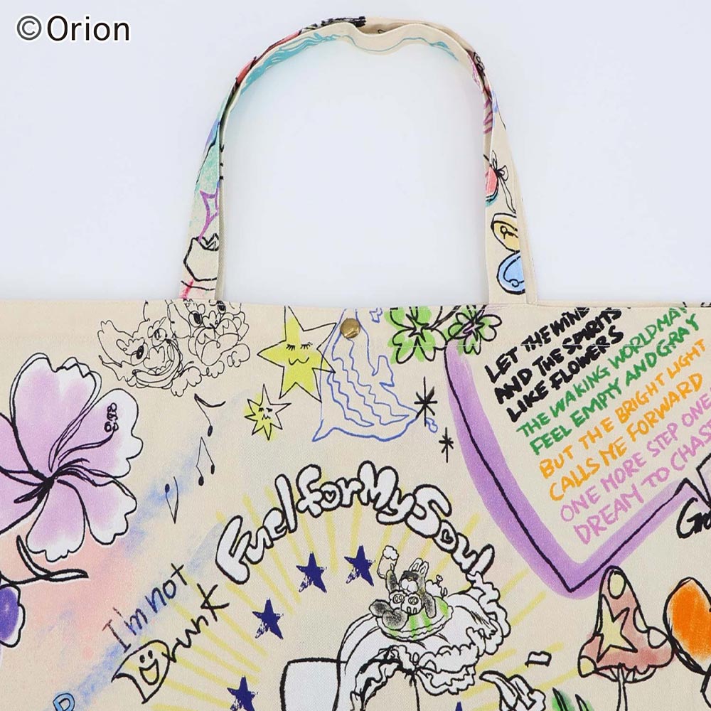【ORION×ScoLar】総柄トートバッグ ベージュ（缶柄）
