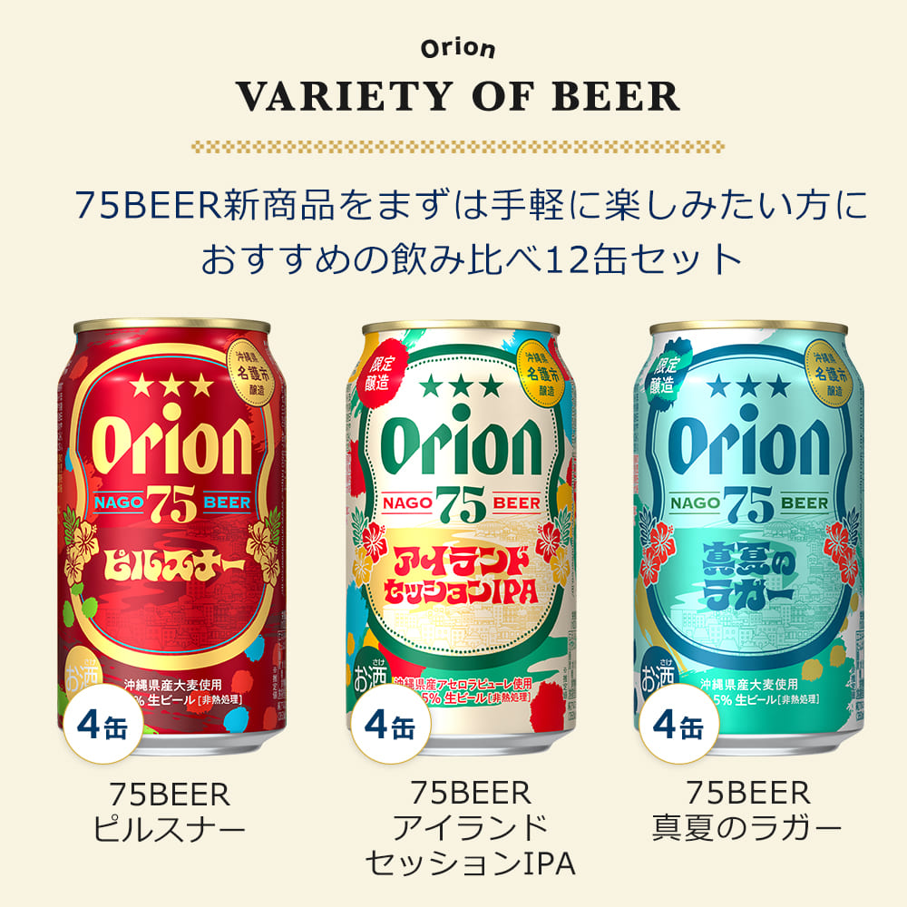 【数量限定】75BEER 3種飲み比べ12缶セット（限定品：75BEER 真夏のラガー・75BEER アイランドセッションIPA入り）