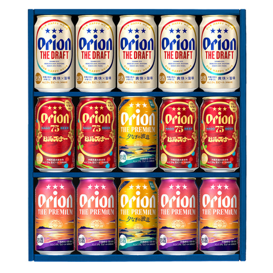 オリオン 沖縄クラフト4種15缶 飲み比べギフト（ザ・プレミアム 夕なぎの波音入り）
