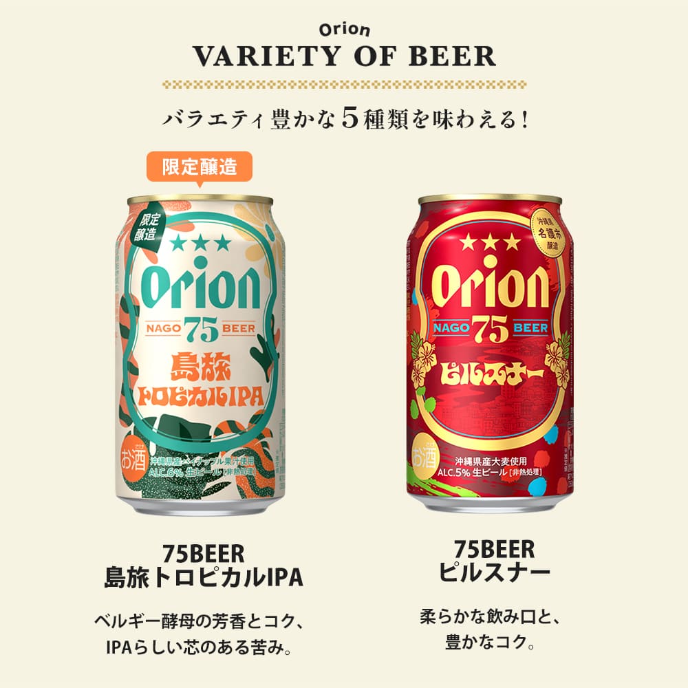 【季節限定】こだわりの沖縄クラフト5種10缶 飲み比べギフト（ORION THE DARK・75BEER ピルスナー入）