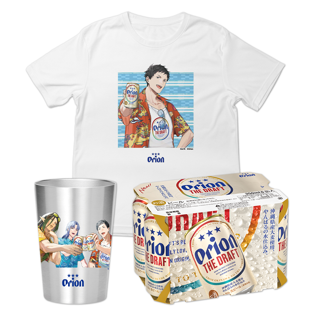 【にじさんじ×オリオンビール】限定ノベルティ＆「オリオン ザ・ドラフト」６缶パック付き！コラボセット（社築デザインT入り）