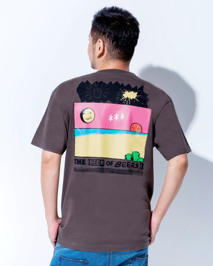 沖縄クリエイターコラボTシャツ：THE BEER OF BEERS! チャコール