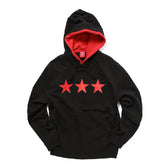 オリオン三ツ星ロゴ パーカー ブラック×レッド
