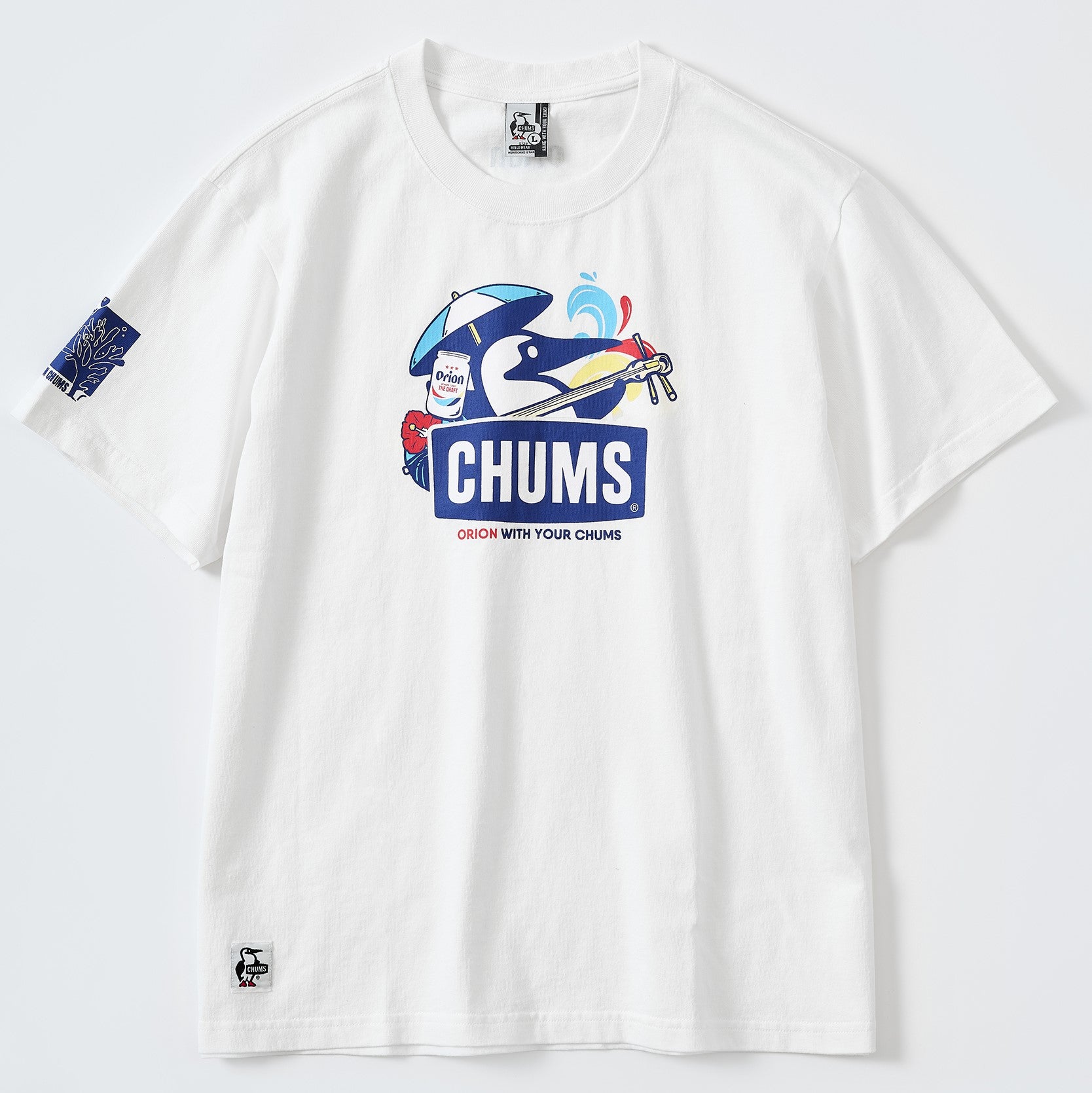 【ORION×CHUMS】Tシャツ　三線デザイン　カラー：ホワイト（WHITE）