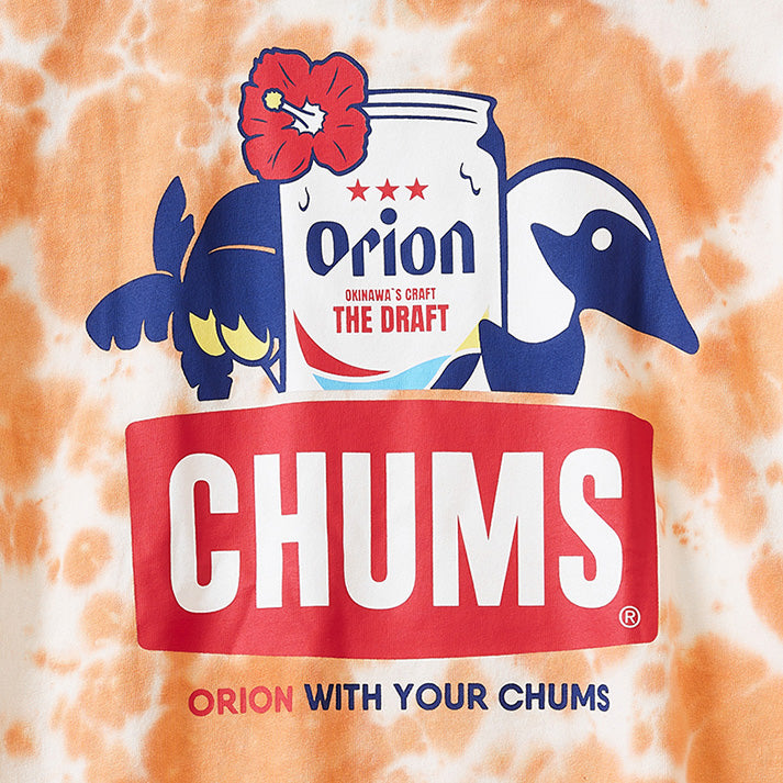 【ORION×CHUMS  人気再販カラー】Tシャツ　ハイビスカスザイン　カラー：オレンジタイダイ（ORANGE TIE-DYE）
